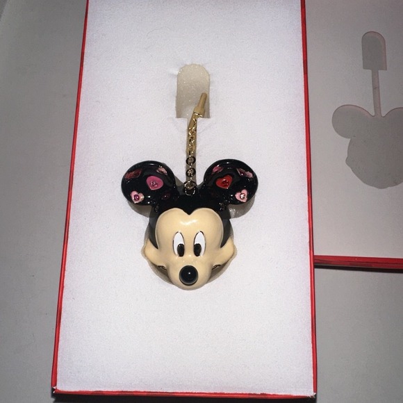 DISNEY x Baublebar Mickey Mouse Bag Charm Key Chain Hearts Rhinestones NEW - Picture 3 of 4